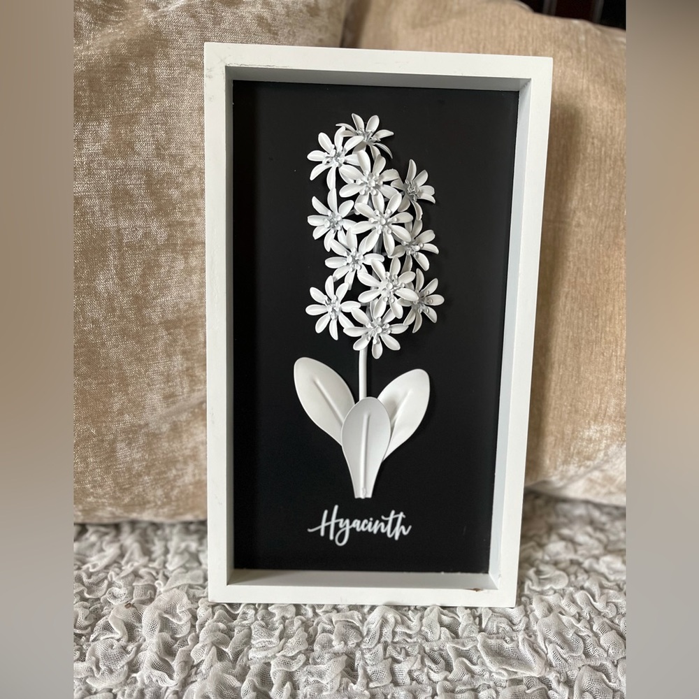Framed metal flower wall decor